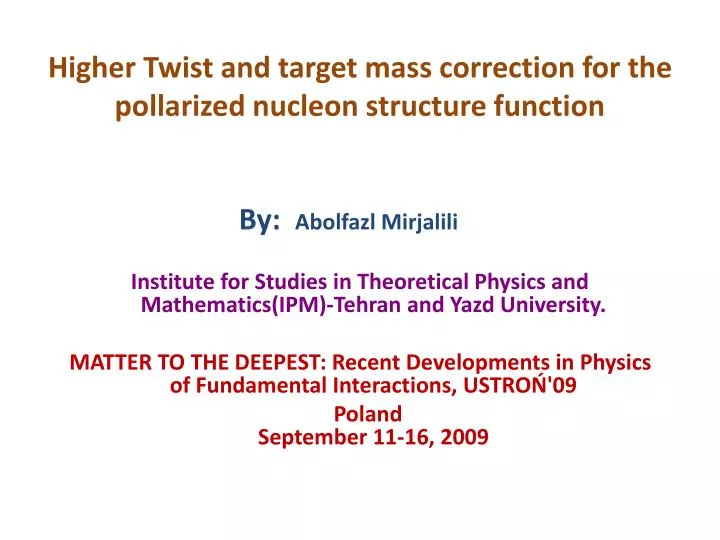 higher twist and target mass correction for the pollarized nucleon structure function