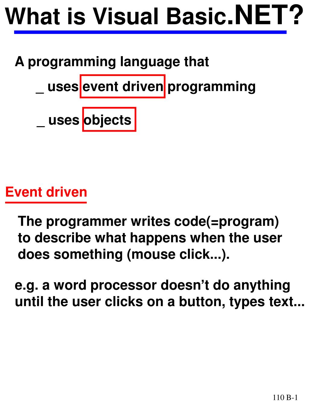 PPT - What is Visual Basic .NET? PowerPoint Presentation, free download ...