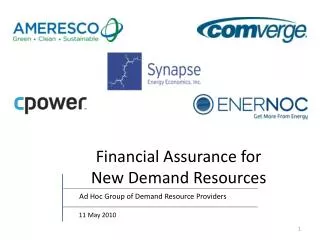 Financial Assurance for New Demand Resources