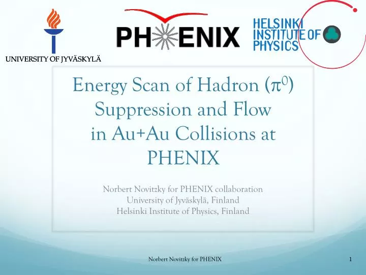energy scan of hadron p 0 suppression and flow in au au collisions at phenix