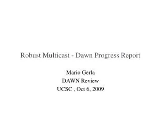 Robust Multicast - Dawn Progress Report