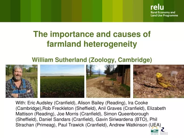 the importance and causes of farmland heterogeneity william sutherland zoology cambridge