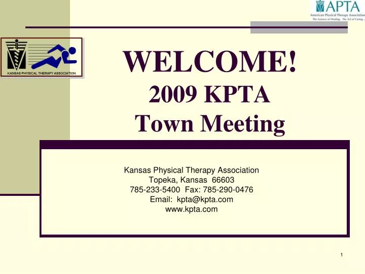 welcome 2009 kpta town meeting