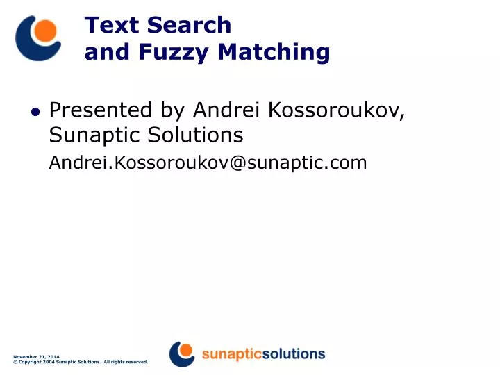 text search and fuzzy matching