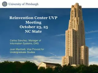 Reinvention Center UVP Meeting October 23, 25 NC State