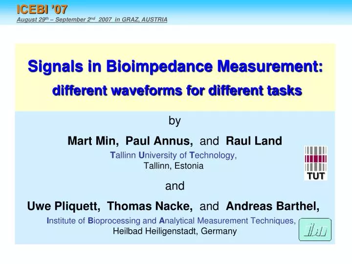 signals in bioimpedance measurement different waveforms for different tasks