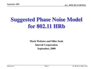 Suggested Phase Noise Model for 802.11 HRb