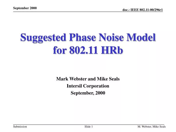 suggested phase noise model for 802 11 hrb