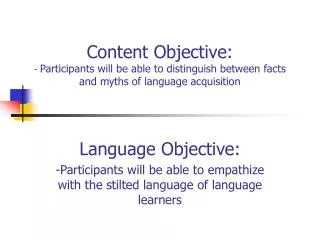 Language Objective: