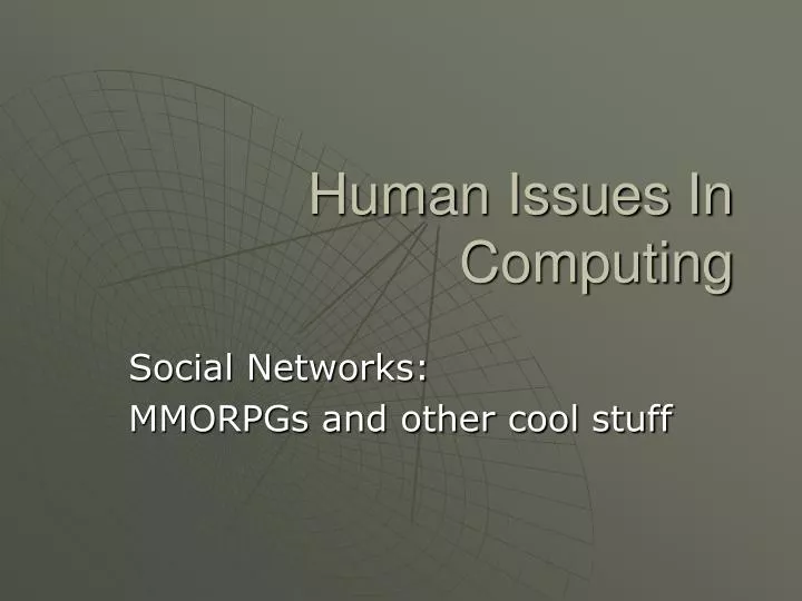 human issues in computing
