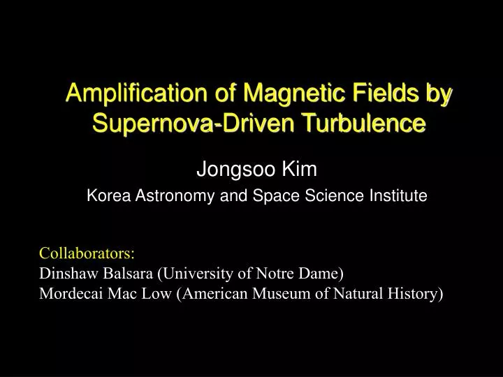 amplification of magnetic fields by supernova driven turbulence