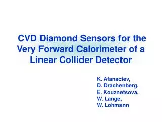 CVD Diamond Sensors for the Very Forward Calorimeter of a Linear Collider Detector