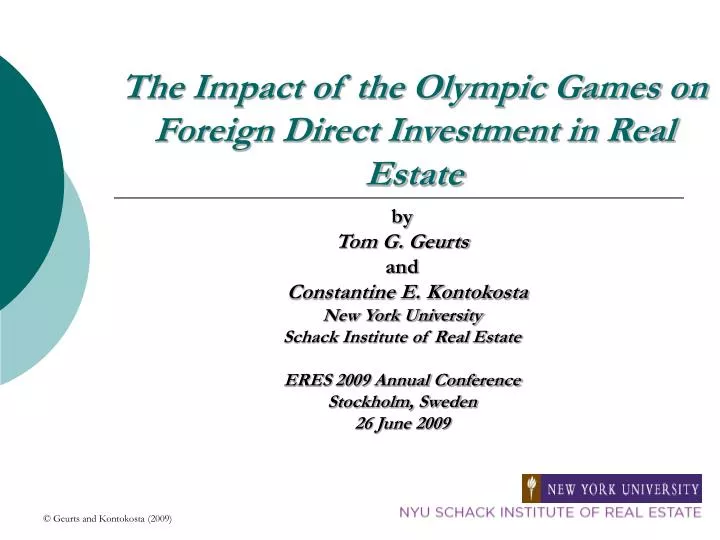 the impact of the olympic games on foreign direct investment in real estate