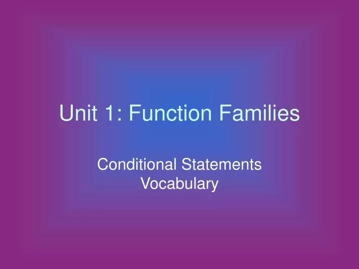unit 1 function families