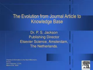 The Evolution from Journal Article to Knowledge Base