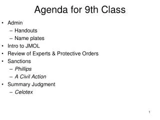 Agenda for 9th Class