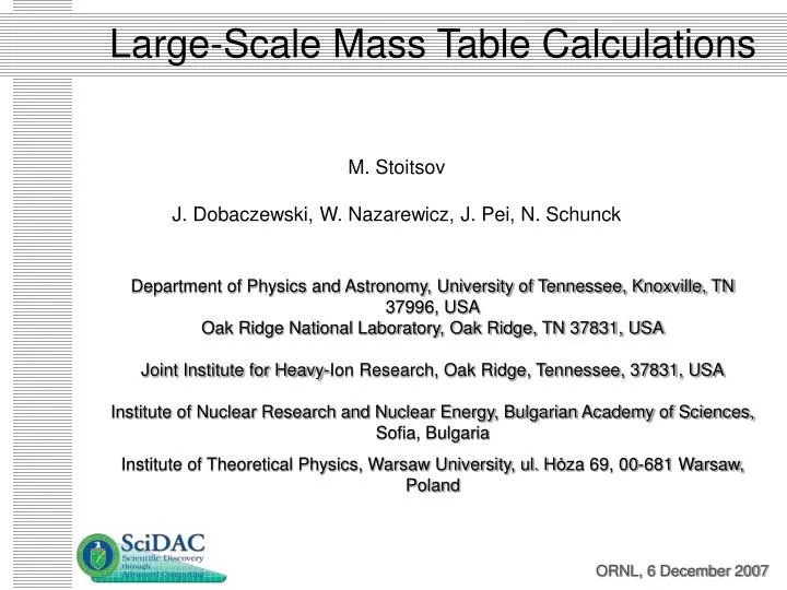 large scale mass table calculations