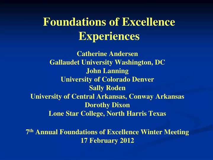 foundations of excellence experiences