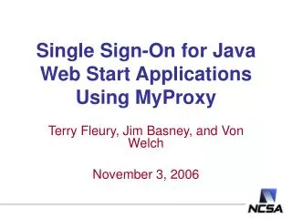 Single Sign-On for Java Web Start Applications Using MyProxy