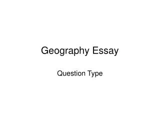 Geography Essay