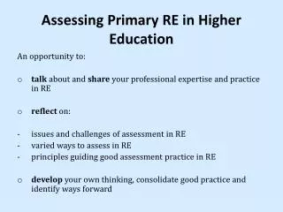 Assessing Primary RE in Higher Education