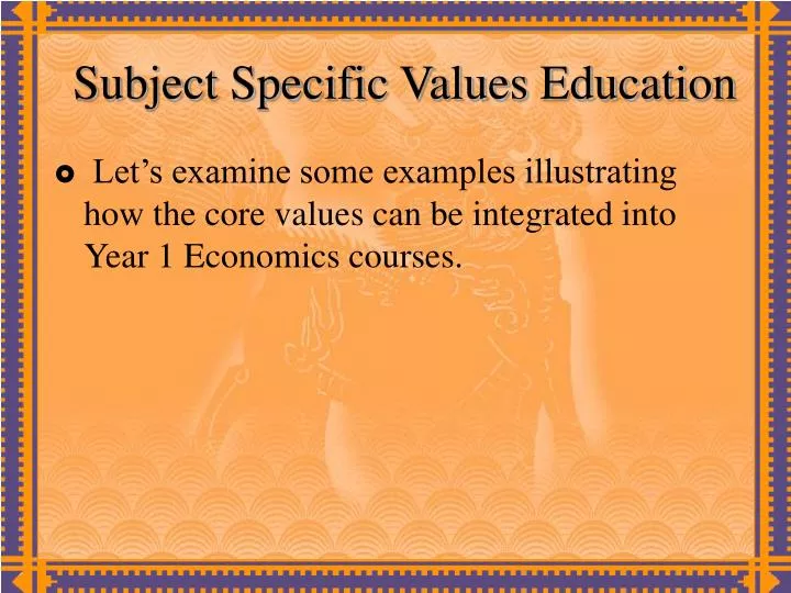 subject specific values education