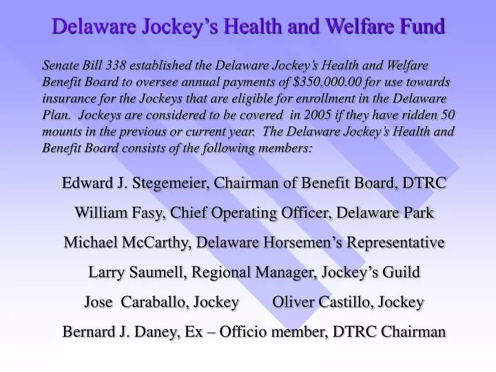 delaware jockey s health and welfare fund