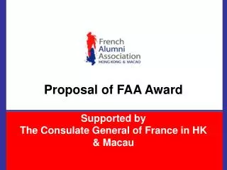 Proposal of FAA Award Supported by The Consulate General of France in HK &amp; Macau