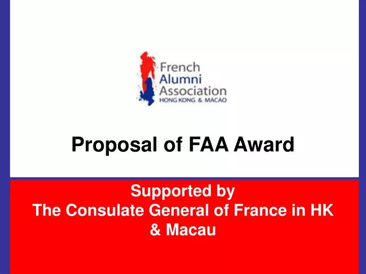 proposal of faa award supported by the consulate general of france in hk macau