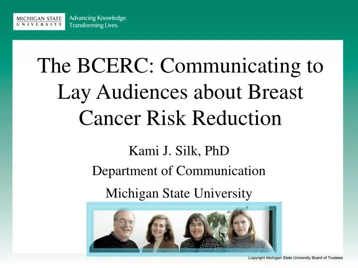 the bcerc communicating to lay audiences about breast cancer risk reduction
