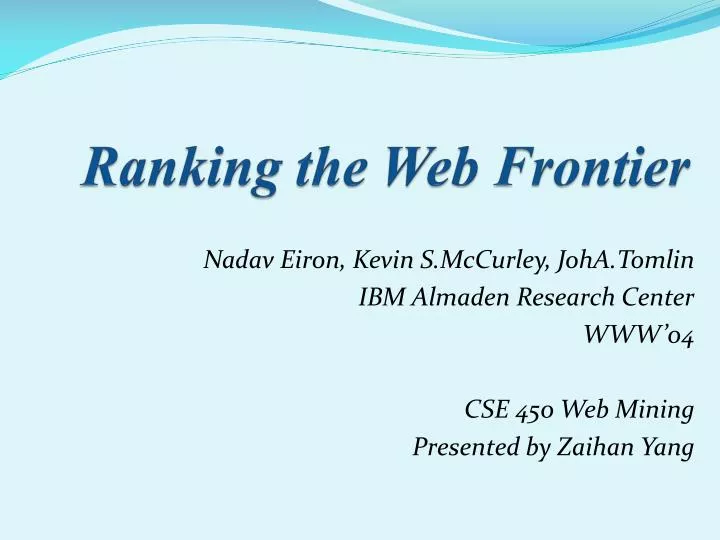 ranking the web frontier
