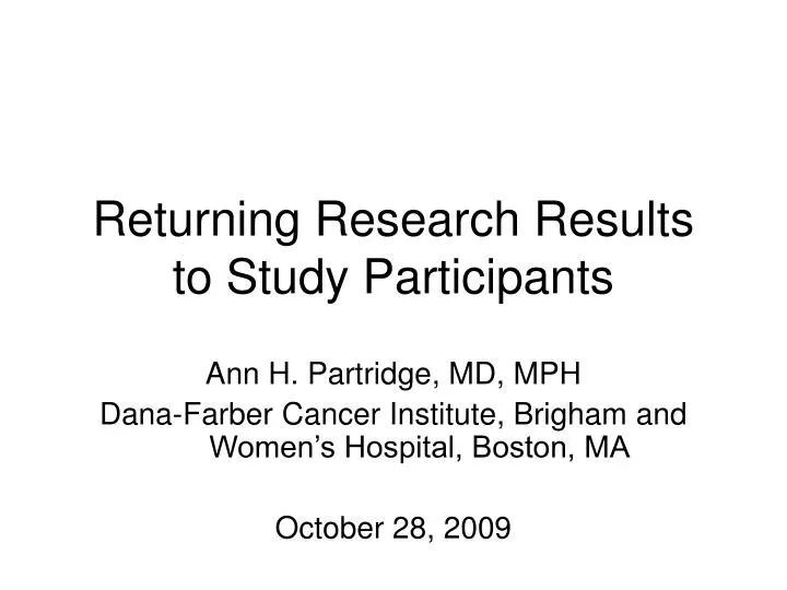 returning research results to study participants