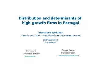 Distribution and determinants of high-growth firms in Portugal