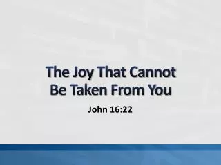 The Joy That Cannot Be Taken From You