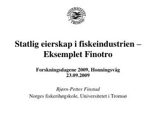 Statlig eierskap i fiskeindustrien – Eksemplet Finotro