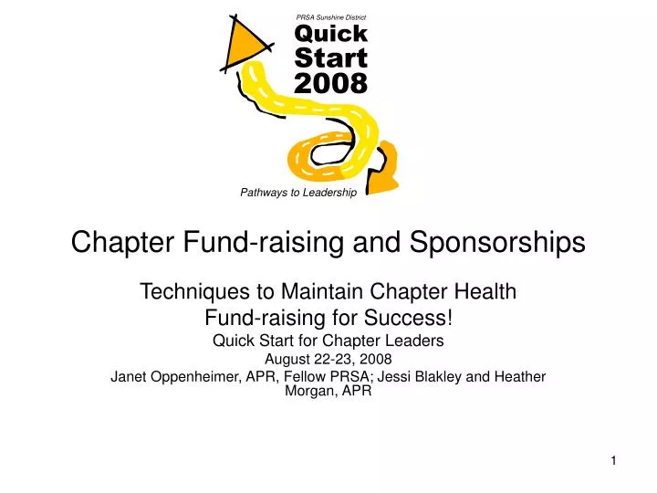 chapter fund raising and sponsorships