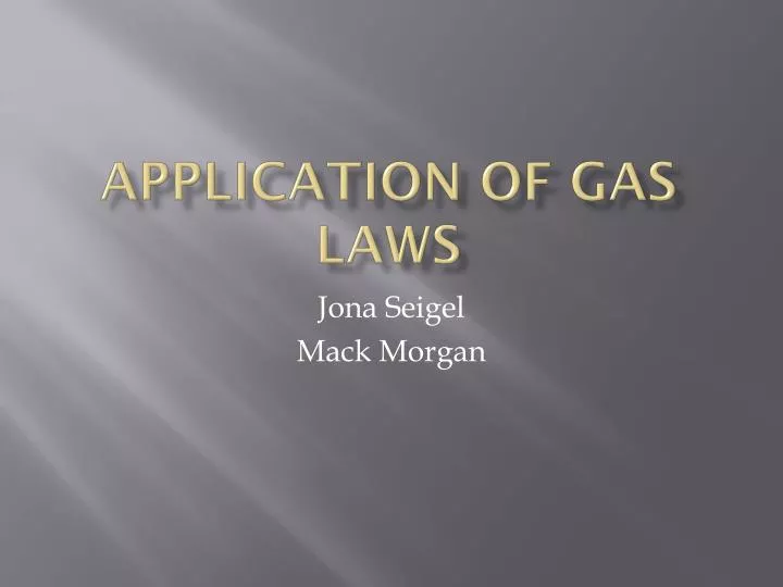 application of gas laws