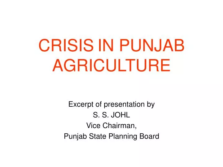 crisis in punjab agriculture