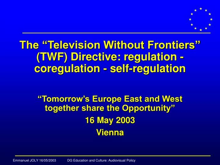 the television without frontiers twf directive regulation coregulation self regulation