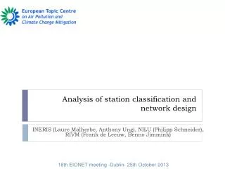 Analysis of station classification and network design