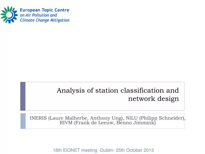 analysis of station classification and network design