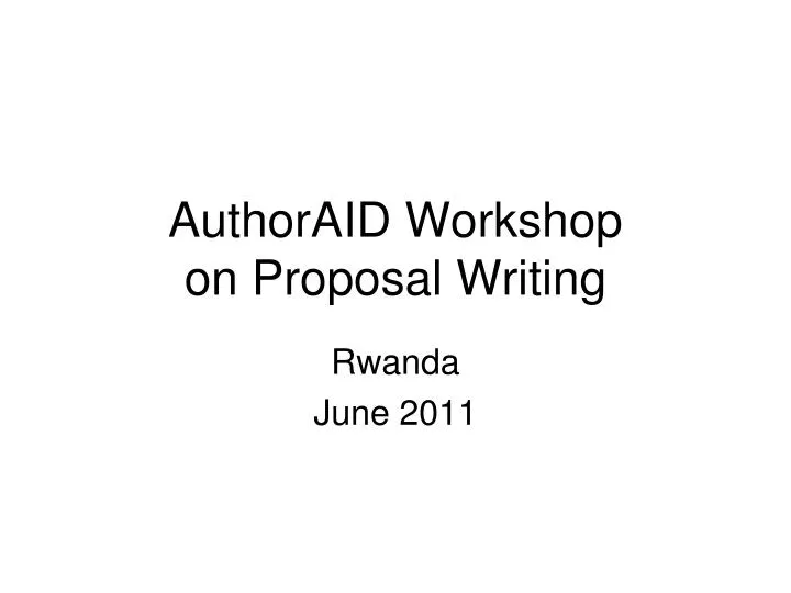 authoraid workshop on proposal writing