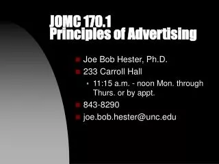 JOMC 170.1 Principles of Advertising