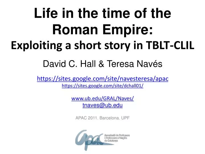 life in the time of the roman empire exploiting a short story in tblt clil