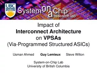 Impact of Interconnect Architecture on VPSAs (Via-Programmed Structured ASICs)
