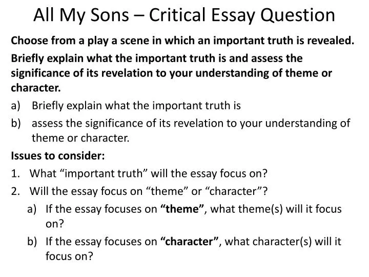 all my sons critical essay question
