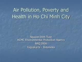 Air Pollution, Poverty and Health in Ho Chi Minh City