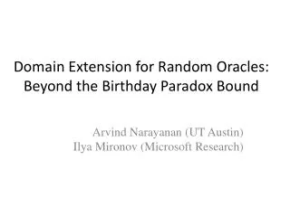 Domain Extension for Random Oracles: Beyond the Birthday Paradox Bound