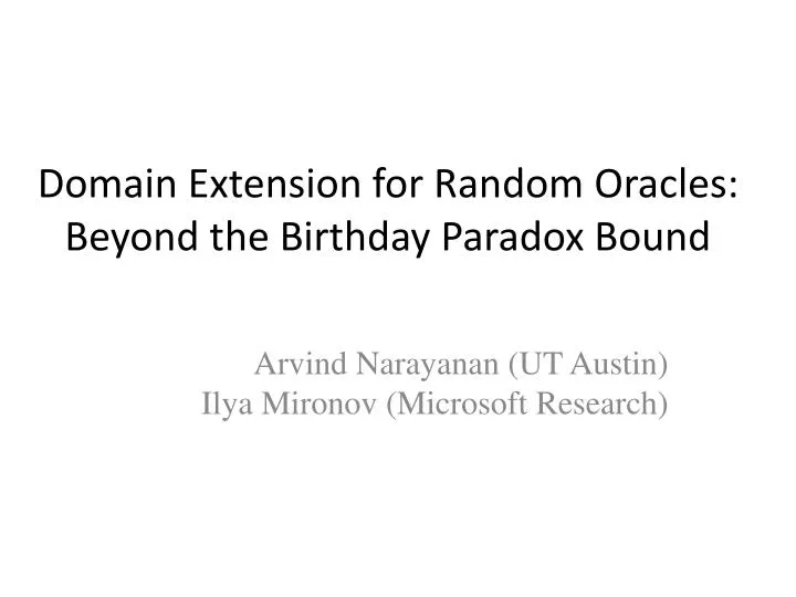 domain extension for random oracles beyond the birthday paradox bound