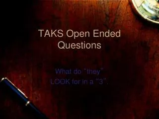 TAKS Open Ended Questions